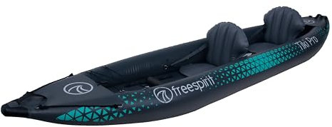 Freespirit Tiki Pro Dropstitch Hybrid Inflatable Kayak Set for 2 People with 2 Paddles, 2 Fins, Pump and Carry Bag, Puncture-resistant, Suitable for Lakes, Rivers, and Oceans, Water Sports, 12ft