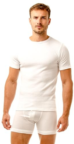 Haigman Lot de 2 débardeurs thermiques à manches courtes et col rond pour homme, blanc, XXL
