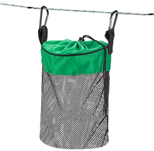 Arrovarp Borsa per mollette per stendibiancheria da esterno, porta mollette per bucato da esterno,Borsa per mollette in nylon con ganci - Porta mollette per bucato con chiusura a coulisse,