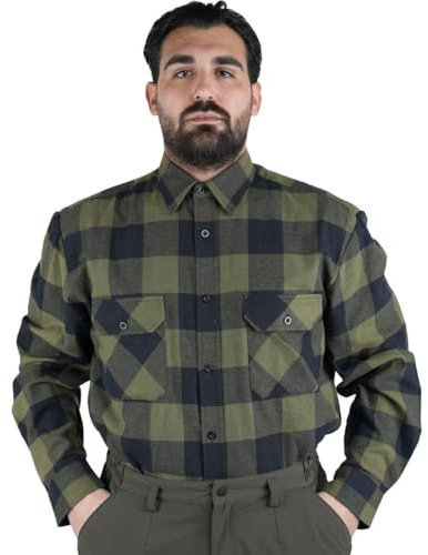fratelliditalia.org Camicia Uomo Montagna Caccia Flanella Tasche Invernale Quadri Boscaiolo