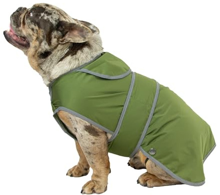 Ancol Stormguard Manteau pour Chien en Softshell Kaki – Veste de Pluie imperméable avec Trou de Harnais zippé – Bordure réfléchissante – Taille L