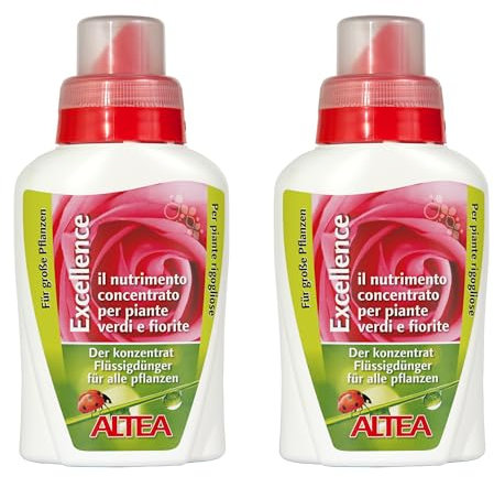 Altea Excellence concime liquido concentrato per piante e fiori, nutrimento completo per le piante verdi e fiorite, con estratti naturali, rinvigorisce la pianta, flacone con dosatore. (2 x 300 ml)