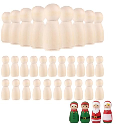 Unbemalte Holz Steckpuppen, DIY Holzfiguren zum Bemalen Bastelbedarf Für Ideal Für Kreative Projekte Und Als Spielfiguren Für Mensch Ärgere Dich Nicht Groß Und Vielseitig Einsetzbar