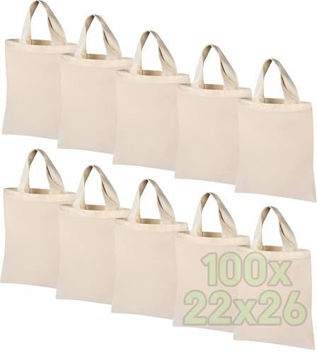 ELES VIDA Borsa in cotone non stampata, due manici lunghi OEKO-TEX®, borsa a mano, borsa di cotone, borsa per la spesa, borsa di juta, borsa in tessuto, 100 Taschen, Minimal