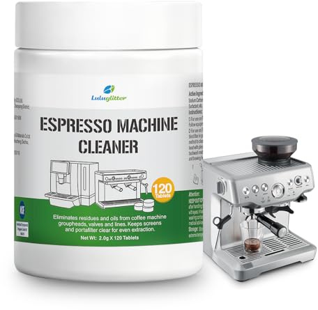 LULUGLITTER Pastiglie per la pulizia della macchina da caffè espresso, decalcificante Expresso Maker, rimozione olio, 120 pastiglie compatibili con Breville Barista Express, Gaggia, Delonghi, Jura
