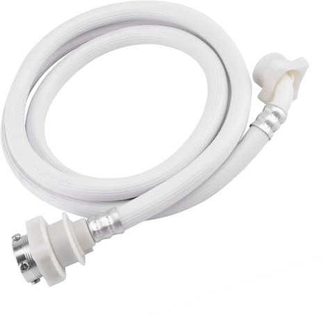 Luqeeg Lavatrice per Ingresso dell'acqua per la Lavatrice, 2 M di Tubo del Tubo del di Tensione Ad Alta Pressione in PVC Bianco da 2 M con Connettori per Automatica (2m)