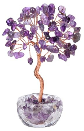 Jovivi Amethyst Crystal Tree of life Gifts for Women Mum Birthday,Healing Crystals Gemstone Tree Purple Gifts Home Room Decor Purple Bedroom Accessories for Women