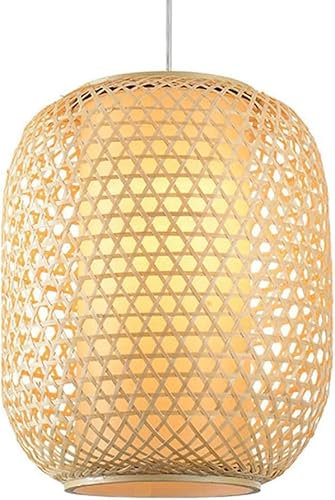 Paralume Gabbia di bambù Lampade a sospensione Cesto di vimini di bambù naturale Sala da pranzo Lampada a sospensione E27 Base Apparecchio di illuminazione Compatible with isola cucina