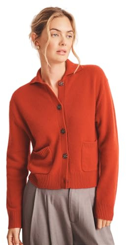 NAADAM, Luxe 100% Cashmere Collared Cardigan, Scarlet Red, L