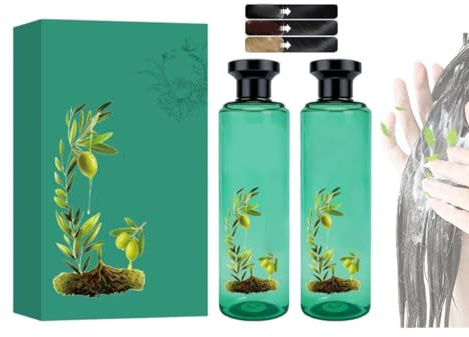 Long-Lasting Botanical Essential Oil Hair Dye,Mild Formula Long Lasting Hair Dye Set,Plant-Based Hair Color for Gray Coverage (Natural Black)