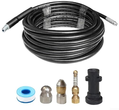 Tubo di scarico ad alta pressione per KARCHER K1-K5, tubo flessibile in metallo e gomma da 10 m/15 m/20 m, con connettore rapido e ugelli (10 m)