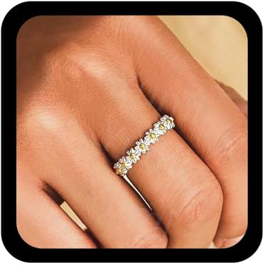 Boho Daisy Flower Finger Ring Vintage Little Wrap Open Silver Sunshine Knuckle Rings Justerbara Blooms Blommiga staplingssmycken för kvinnor