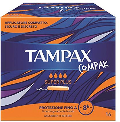 Tampax Compak Super Plus, Bianco, 120 Grammi, Confezione da 16 Tamponi