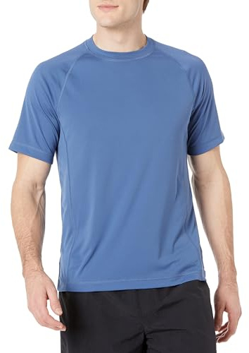 Amazon Essentials Men's Slim-Fit Short-Sleeve Quick-Dry UPF 50 Swim Tee, Blue, Small