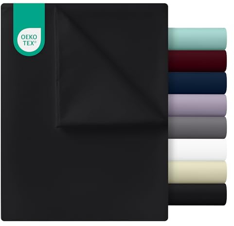 Utopia Bedding - Bettlaken ohne Gummizug 270x290cm - Oeko-TEX Zertifiziert - Weich Gebürstetes Polyester - Mikrofaser Flaches Laken – Schwarz