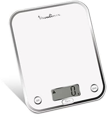 Moulinex BN5000 Optiss, Bilancia da cucina, vetro temperato resistente, funzione liquid, Bianco