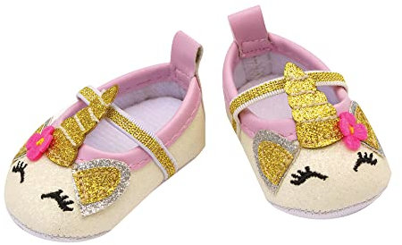 Heless 749 - Ballerinas im Einhorn-Design für Puppen und Plüschtiere in Rosa-Weiß mit silbernen und goldenen Glitzerelementen, Größe 38 - 45 cm