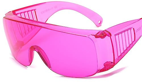 Schutzbrille Leichte Sicherheitsbrille mit großem Sichtfeld, Getönt Labor Industrie Augenschutz für Brillenträger - Rosa