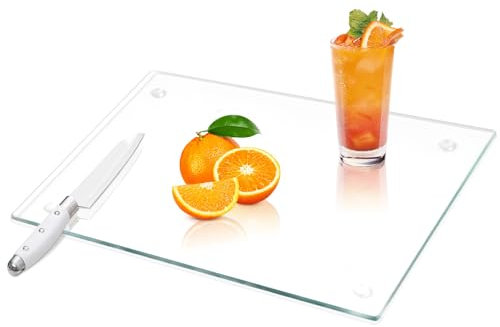 VASUHOME Tempered Glass Cutting Board for Kitchen (12x16), Long Lasting Clear Glass Cutting Board for Countertop - Scratch, Heat, and Shatter Resistant - Easy to Clean