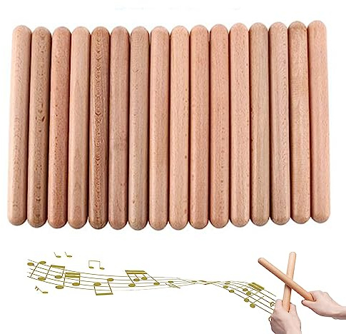 Smallterm 8 Pairs Rhythm Sticks Percussion Instrument Classical Wood Claves Musical Percussion Instrument Natural Hardwood Teaching Aids For Early Education Music Sticks For Kids