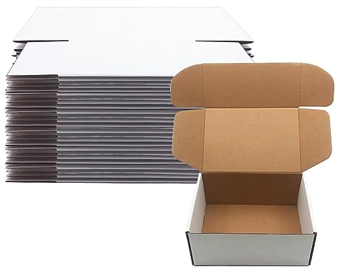 Livejun Set di 25 scatole di cartone ondulato bianco per spedizioni, lettere e buste per piccole imprese, imballaggi, regali, spedizioni, regali artigianali, libri e prodotti (9