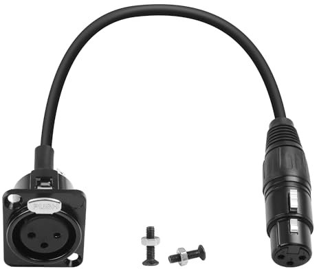 QIANRENON XLR Feste Montage Kurzer Kabel Adapter Audio Buchse 3Pin XLR Buchse auf Buchse Panel Montage Kabel Mik Anschluss XLR Durchführung Bulkhead Einbau Extender, für Lautsprecher Mixer, 35cm