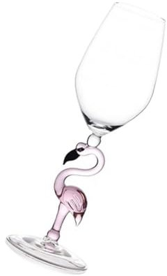 CONGARTENO Pink Glass Flamingo Wine Glass Shaped Goblets for Party Drinking Wine Container Unique Flamingo Shaped Holders
