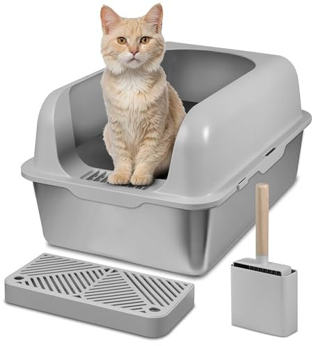 Pawesome - Katzenklo Edelstahl XXL - Katzentoilette Groß - Große Kapazität Auslaufsicher Gegen Verschüttungen Katzenklo, mit Katzenstreuschaufel