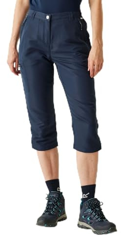 Regatta Womens Chaska III Capri Cropped Trousers Water Repellent Summer Walking Pants Navy