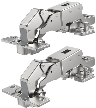 Furniware 2 Stück 165° Softclose Scharniere für Schranktüren, 52mm Lochabstand Schrankscharnier, Möbel Schrankscharniere, Topfbänder 35mm Topfscharnier, Versteckte Kleiderschrank Küchenschrank Dämpfer