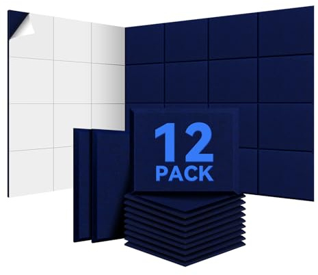 Sonuvia Lot de 12 panneaux acoustiques autocollants, 30*40*0.9cm Isolation phonique efficace, Couverture 1,44㎡, haute densité (230kg/m³) NRC 0.95, mousse acoustique pour murs et portes, salle de jeux