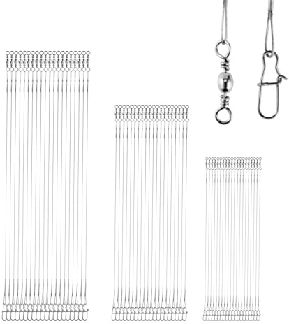 9Tong Saltwater Steel Fishing Leader Freshwater Rigs Bait Wire Leaders Line Strength Stainless Fishing Leaders Heavy White Nickel 60pcs