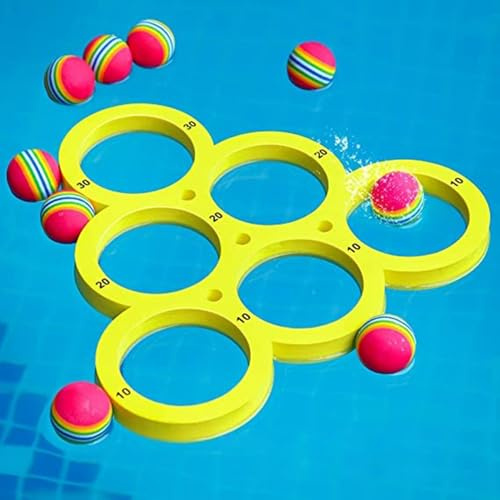 keloppasit Pool Ball Toss Game, Swimming Pool Floating Throwing Ball, Outdoor Water Sports Toys EVA Throwing Toy With Balls And Rings For Teens