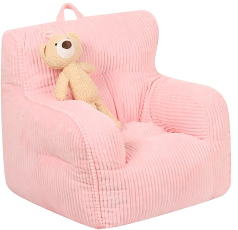 BestRoyal Kids Bean Bag Chair with a Plush Bear, Comfy Toddler Chair, Pink | Kids Chair Comfy, Toddler Armchair, Living Room & Playrooms & Classrooms, Reading & Playing, Boys & Girls, Lightweight