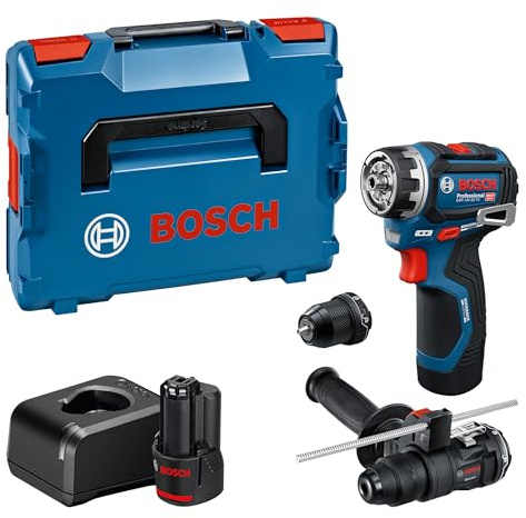 Bosch PRO 18V System sladdlös borrskruvdragare GSR12V-32FC (inkl. 2,0 Ah, GAL 12V-20, GFA 12-M, GFA 12-H, extra handtag, djupmätare, L-BOXX)