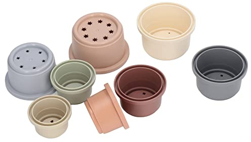 Pongnas Gobelets Empilables Colorés 8 Pièces pour Les Tout-Petits, Jouets de Bain éducatifs et Idées Cadeaux pour Les Douches