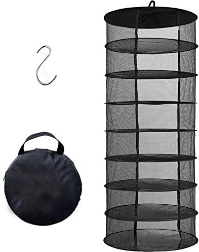 Desy & Feeci Filet de séchage, séchoir à Herbes hydroponique en Filet Pliable à 8 Couches, séchoir à Herbes, Cadeau à Suspendre et Sac de Rangement, Noir