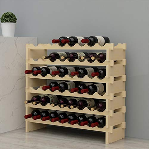 sogesfurniture Weinregal Flaschenregal mit 6 Ebenen für 48 Flaschen Wein Holzregal Weinhalter Weinständer Flaschenständer für Küche, Esszimmer, Bar, 90x30x81cm, BHEU-BY-WS6848M