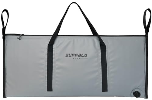 Buffalo Gear Insulated Fish Cooler Bag Portable Fish Kill Bag Keep Ice-cold More Than 48 Hours,40×18in Grey