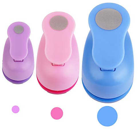 Vegena Stanzer Kreis, 3er Set Motivstanzer Rund Kreisstanzer Lochstanzer Motivlocher Papierstanzer für Kinder Scrapbooking Geschenkanhänger Bastelarbeiten Grußkarten Tischkarten, 10mm 16mm 25mm