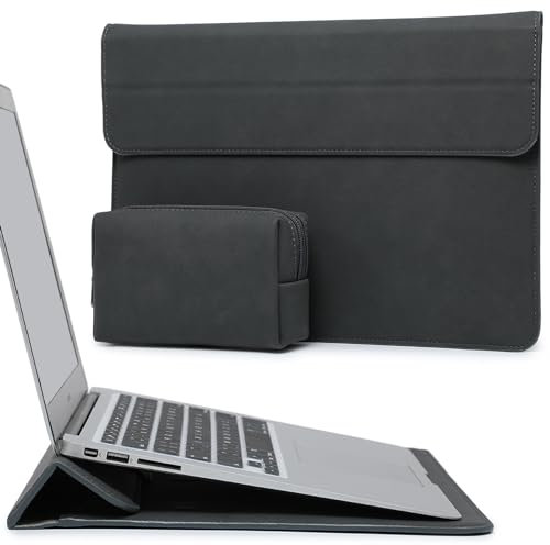 HYZUO 13 Zoll Laptop Hülle mit Standfunktion für 2025-2018 MacBook Air 13 M4 M3 M2 M1, 2025-2016 MacBook Pro 13 M2 M1, 13 iPad Pro/Air M4 M2 2024, Surface Pro11/10/9/8, mit Kleine Tasche,Weltraum Grau