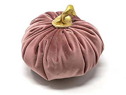 Zucca Decorativa in Velluto Decorazione Autunnale tavola Camino e casa, Cuscino a Forma di Zucca in Velluto Morbido Realizzato a Mano, Rosa