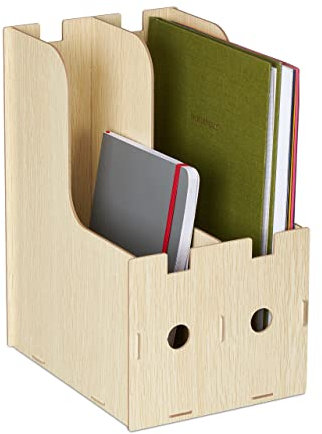 Relaxdays Stehsammler, 2 Schuber, DIN A4, Hefter & Akten, Büro & Schulorganisation, Zeitschriftensammler, MDF, hellbraun