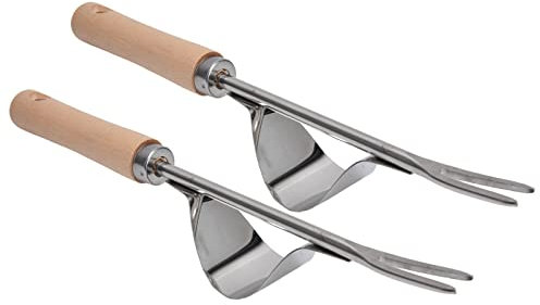 YyDDs Weed Removal Tool,2Pcs Garden Hand Weeder Stainless Steel Sturdy Durable Rustproof Glossy Handle Weed Removal Tool
