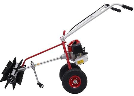 TaNeHaKi Barredora de gasolina, 2 tiempos, quitanieves, barredora manual con gafas de protección, cepillo de rodillos de 60 cm