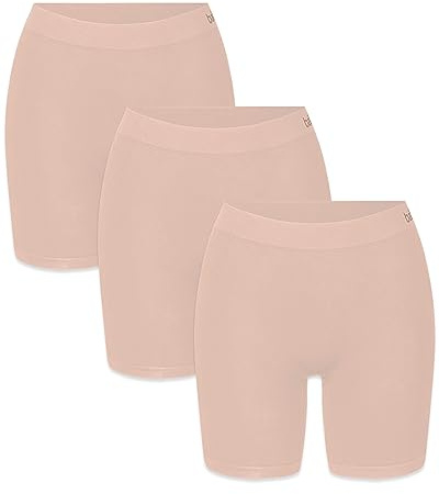 mehrstrumpf Confezione da 3/6 boxer da donna lunghi senza cuciture – Panty biancheria intima a vita alta – in morbida fibra di bambù (modello: Lara), Confezione da 3 (beige), M
