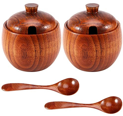 Tagtight 2 stycken kryddburkar sockerskål med lock, kryddburkar och sockerströare med, kandissocker saltburk, låda honungsburk förvaringsburk kök, lager, behållare, kryddburkar