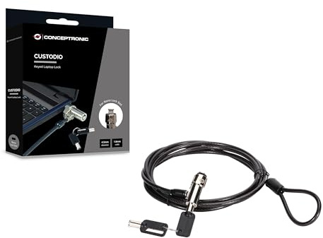 CONCEPTRONIC CUSTODIO02BN laptoplås med nyckel, nano-låsplats, 1,8 m