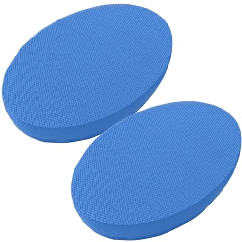 CUCUFA 2Pcs Foam Balance Pad Oval Soft Anti-Slip Yoga Pad Cushioning Protection with Closed-Cell Structure 2in Thick Exercise Balance Pad for Strength Training, Lower Back, Knees (Blue), Yoga Pad