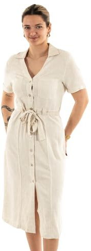 ONLY Damen Onlsiesta Ss Linen Bl Shirt Dress PNT, Moonbeam, X-Large